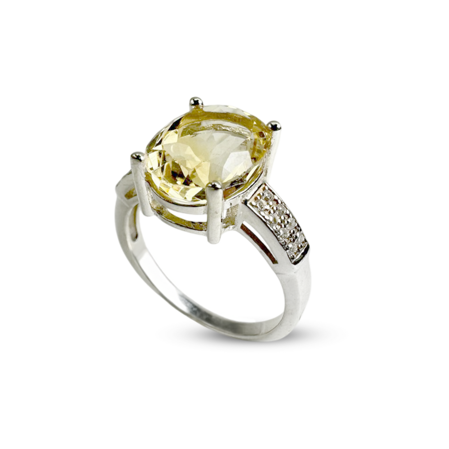 Citrine Women Ring - Zircon Band Design