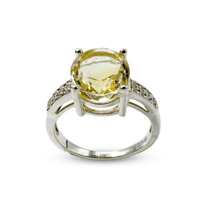 Citrine Women Ring - Zircon Band Design
