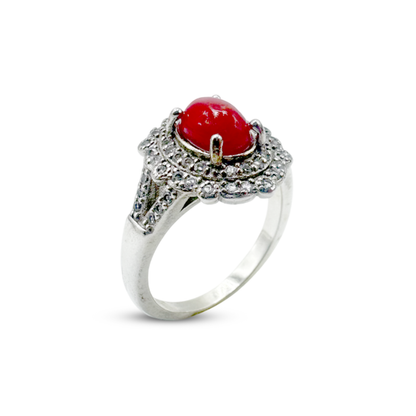 Coral Women Ring - Zircon Flower Cup Design