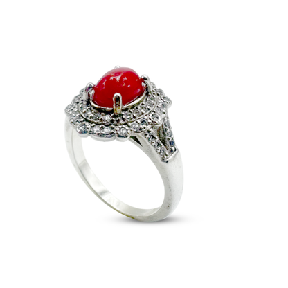 Coral Women Ring - Zircon Flower Cup Design