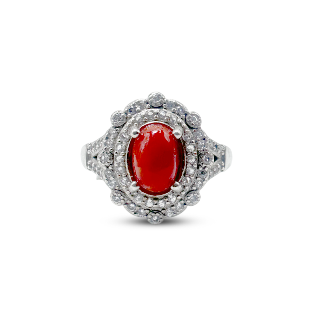Coral Women Ring - Zircon Flower Cup Design