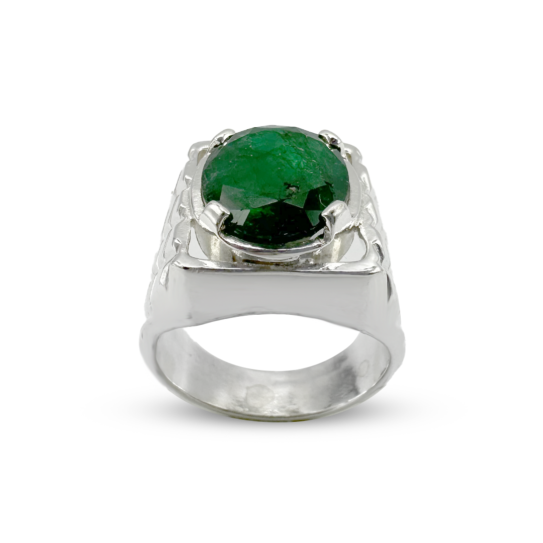 Emerald Men Ring -  Tile Band design