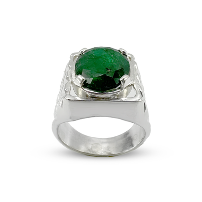 Emerald Men Ring -  Tile Band design