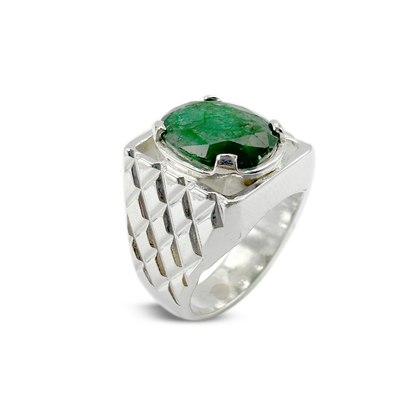 Emerald Men Ring -  Tile Band design