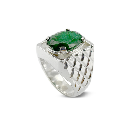 Emerald Men Ring -  Tile Band design