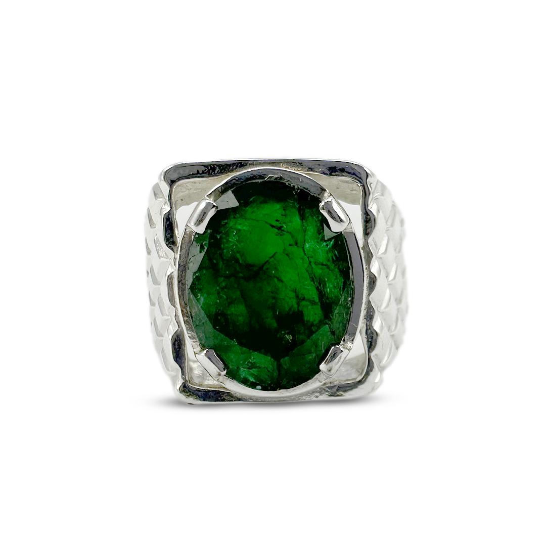 Emerald Men Ring -  Tile Band design