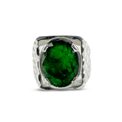 Emerald Men Ring -  Tile Band design