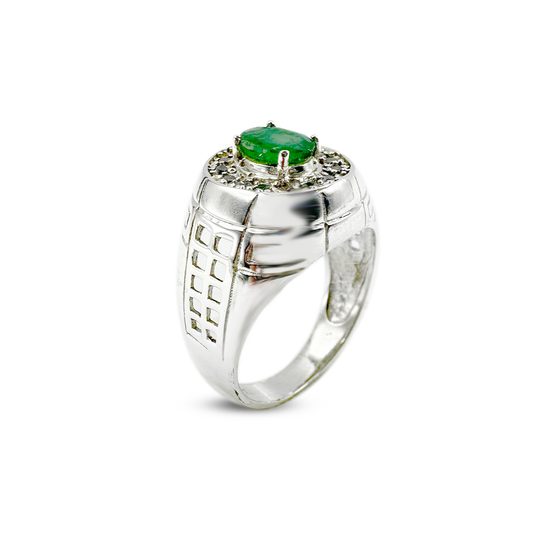 Emerald Men Ring - Grill Design