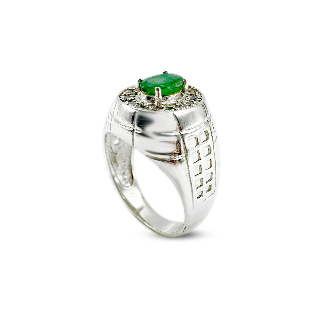Emerald Men Ring - Grill Design