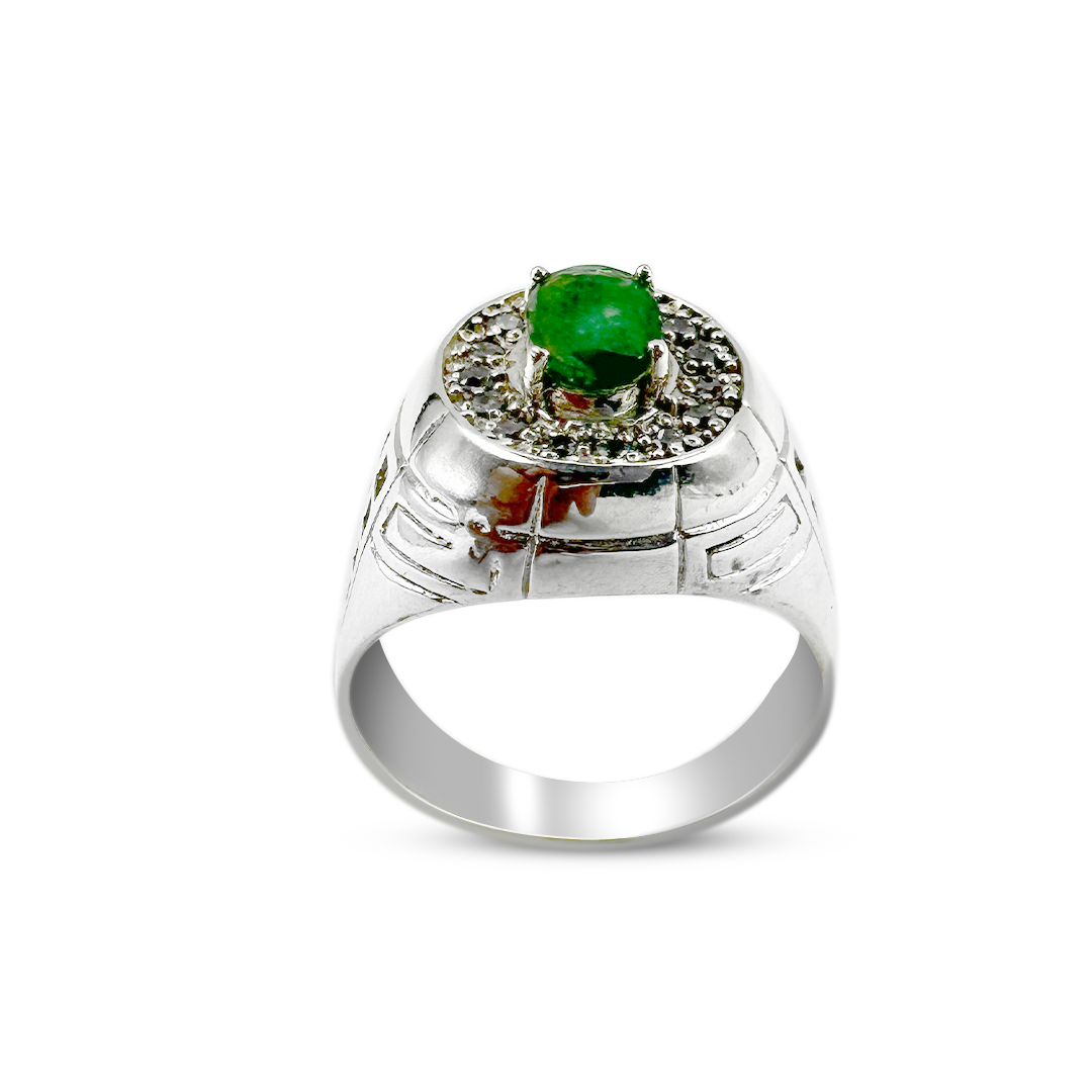 Emerald Men Ring - Grill Design