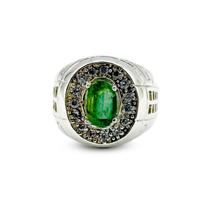 Emerald Men Ring - Grill Design