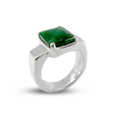 Emerald Men Ring - Extendent Shoulder Design
