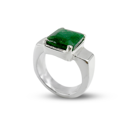 Emerald Men Ring - Extendent Shoulder Design