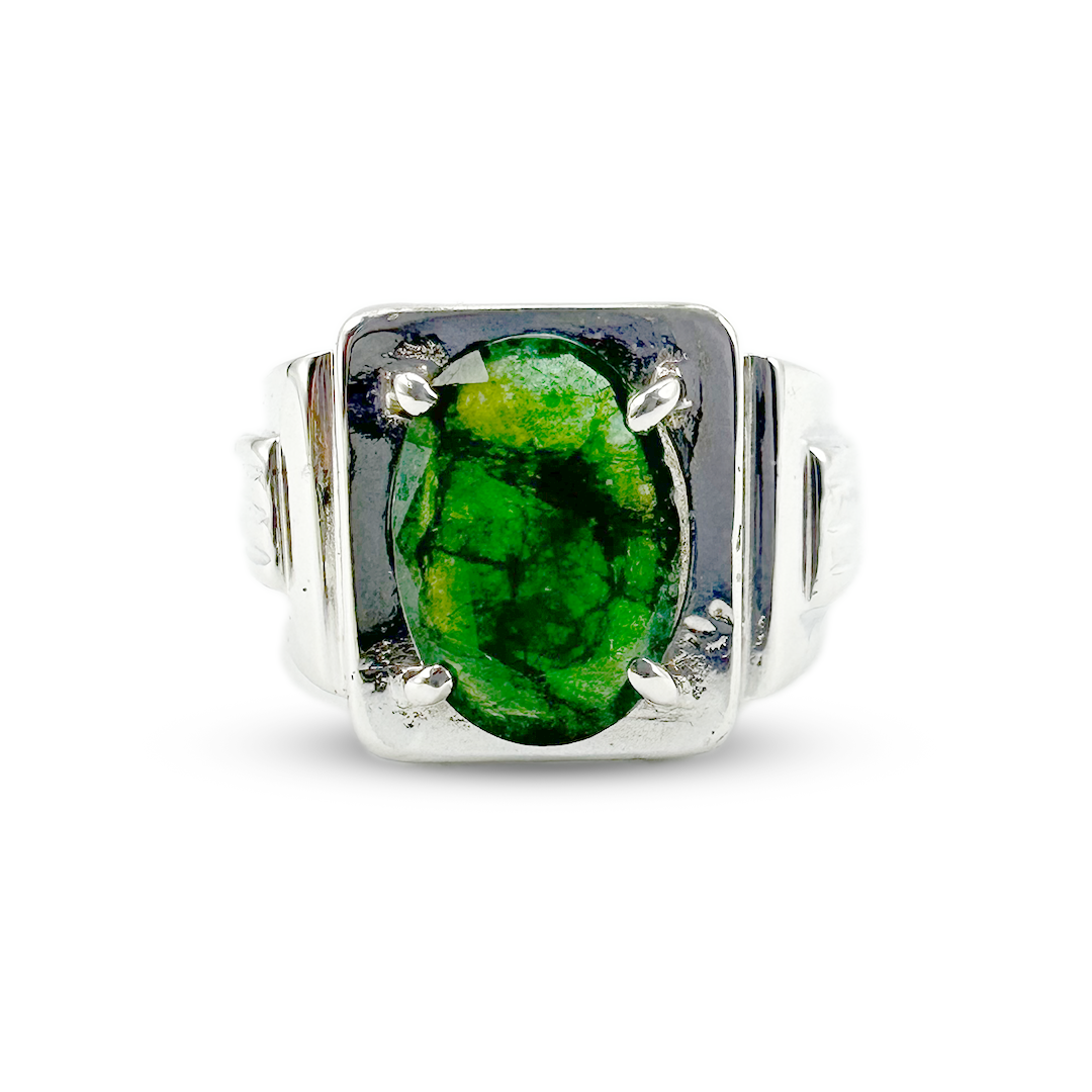 Emerald Men Ring - Geomatric Design