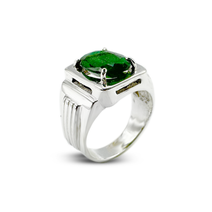 Emerald Men Ring - Geomatric Design