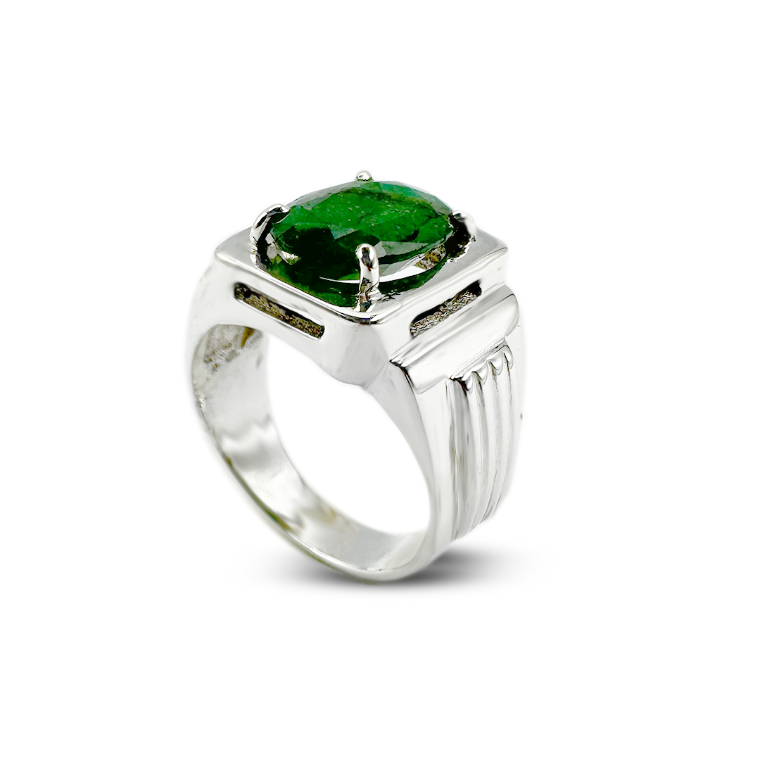 Emerald Men Ring - Geomatric Design