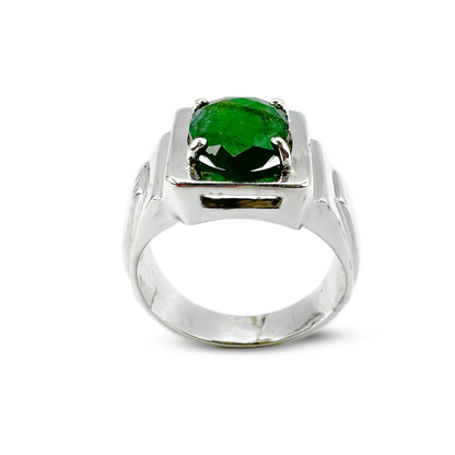 Emerald Men Ring - Geomatric Design