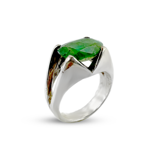 Emerald Men Ring - Rocky Band Design