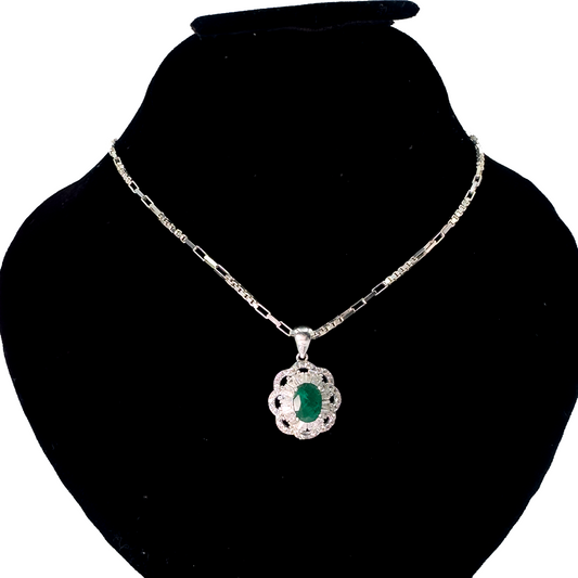 Emerald Pendant - Zircon Floral Resign