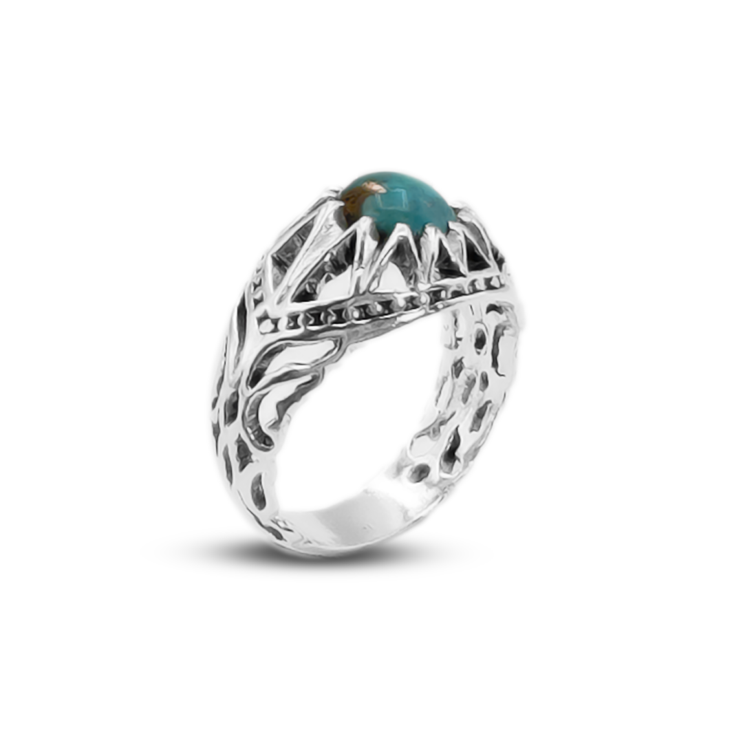 Feroza Men Ring – Long Leaf Side Ring