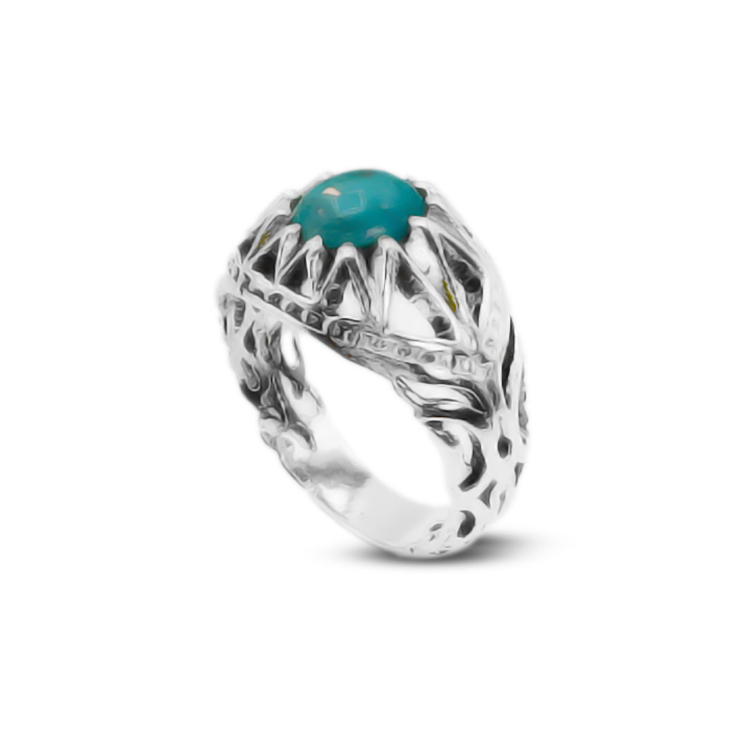 Feroza Men Ring – Long Leaf Side Ring