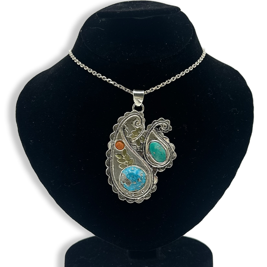 Feroza Pendant - Silver Flame Design