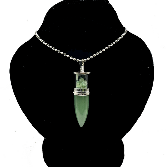 Green Agate Pendant - Bullet Design