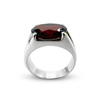 Garnet Men Ring - V Band Design