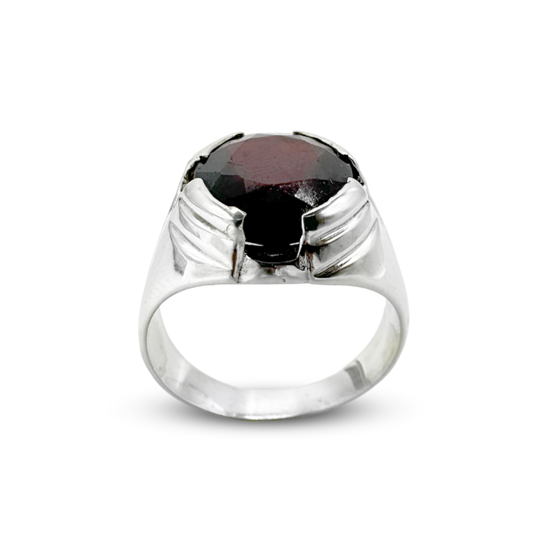 Garnet Men RIng - Sheild Design