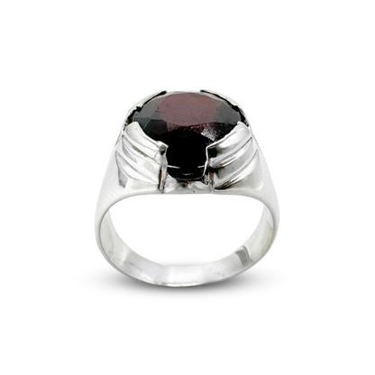 Garnet Men RIng - Sheild Design