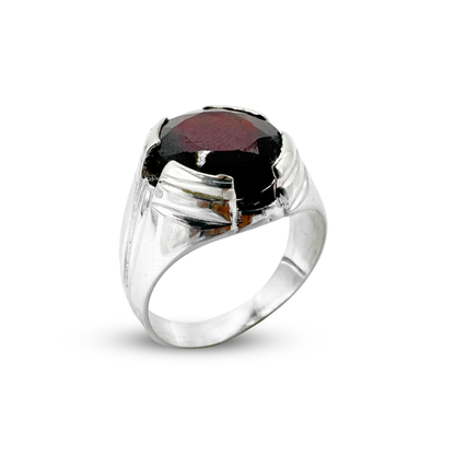 Garnet Men RIng - Sheild Design