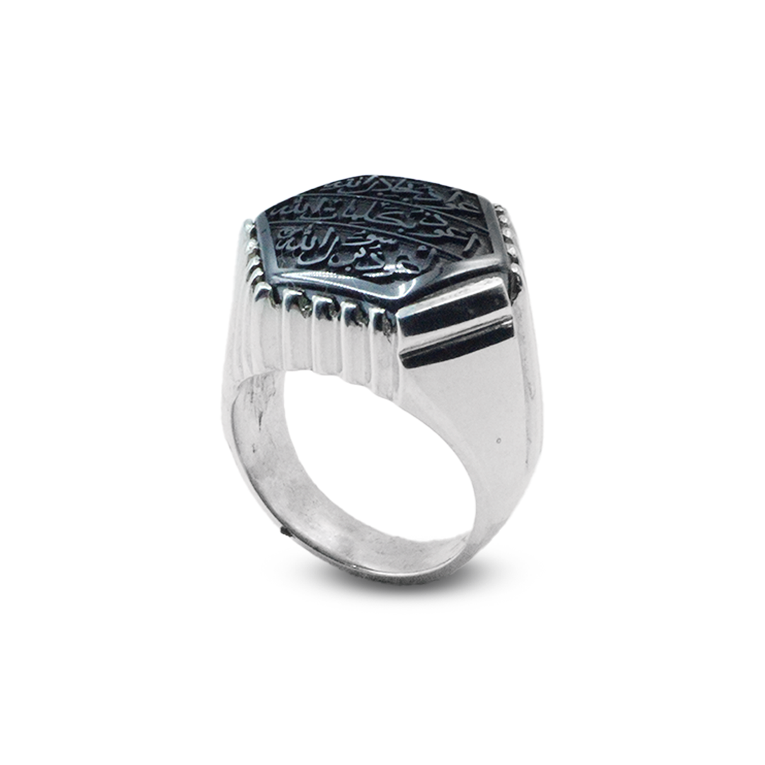 Hematite Men Ring – Hexagonal Modern Edge