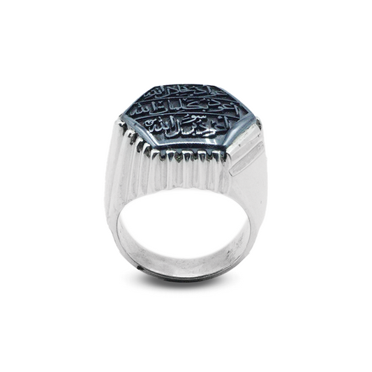 Hematite Men Ring – Hexagonal Modern Edge