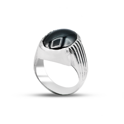 Hematite Men Ring – Waterfall Band