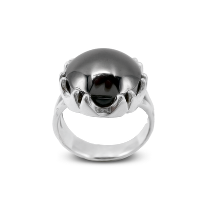 Hematite Women Ring – 3 Wing Band Design