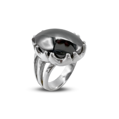 Hematite Women Ring – 3 Wing Band Design