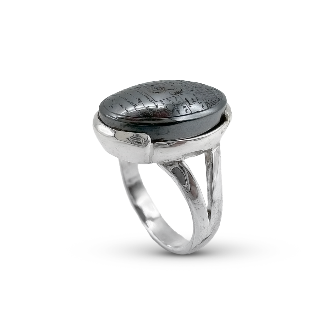 Hematite Women Ring – Half moon design