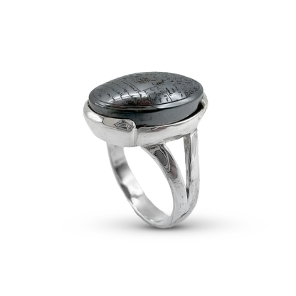 Hematite Women Ring – Half moon design