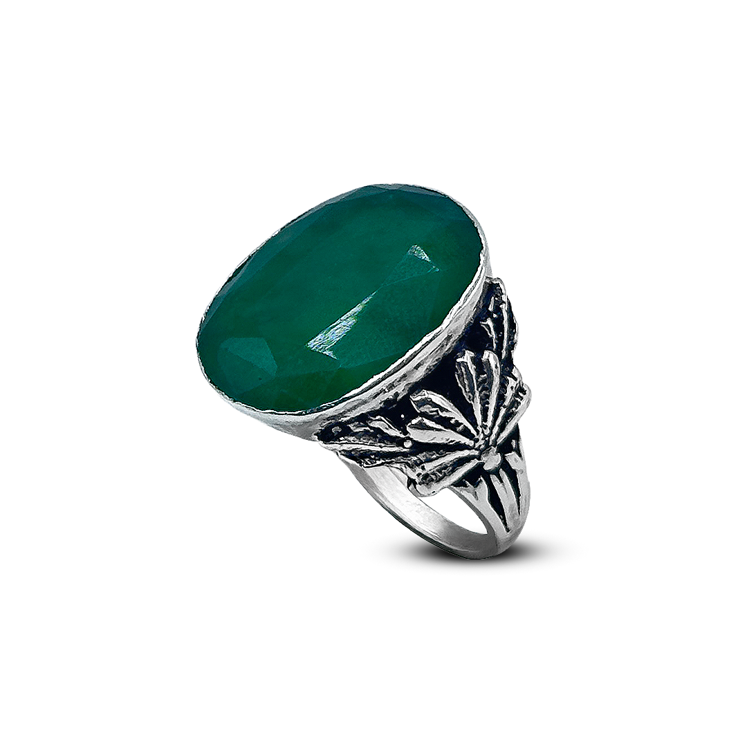 Jade Women Ring - Floral Band Design