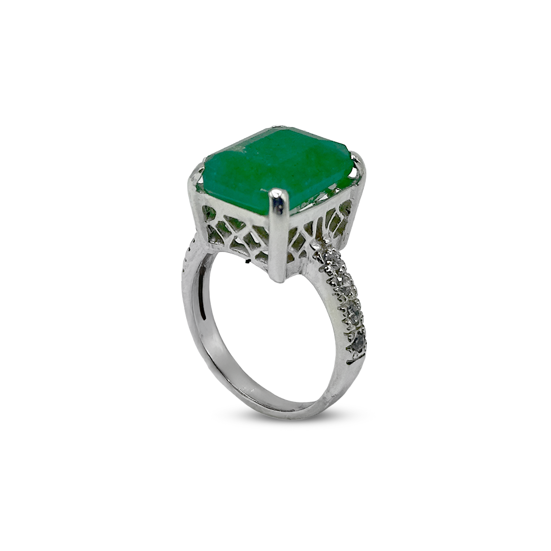 Jade Women Ring - Zircon Colar Design