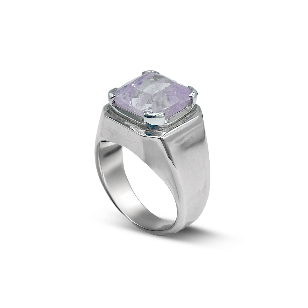 Kunzite Men Ring - Bracket Cup design