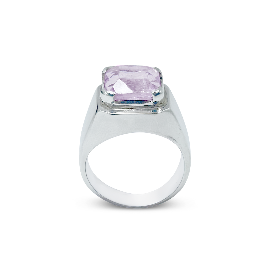 Kunzite Men Ring - Bracket Cup design