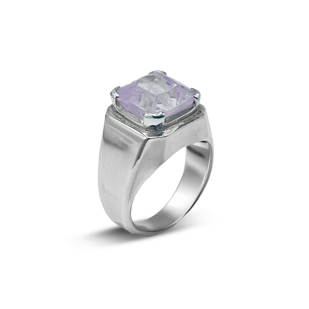 Kunzite Men Ring - Bracket Cup design