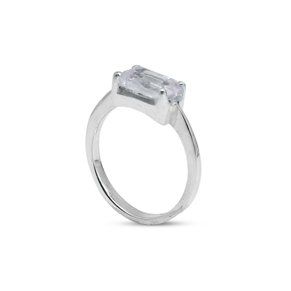 kunzite Women Ring - Horizontal Band Design