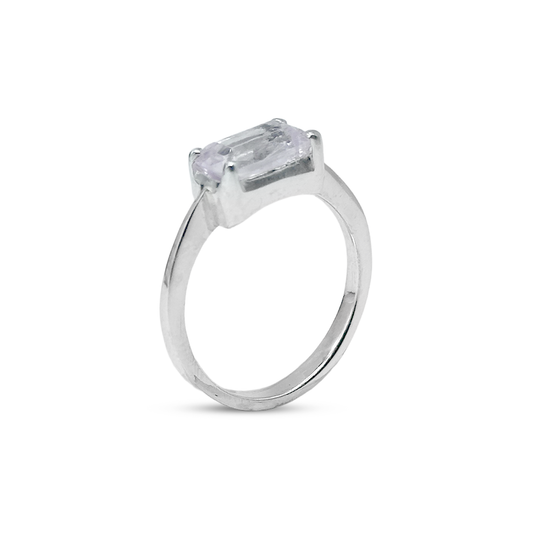 kunzite Women Ring - Horizontal Band Design