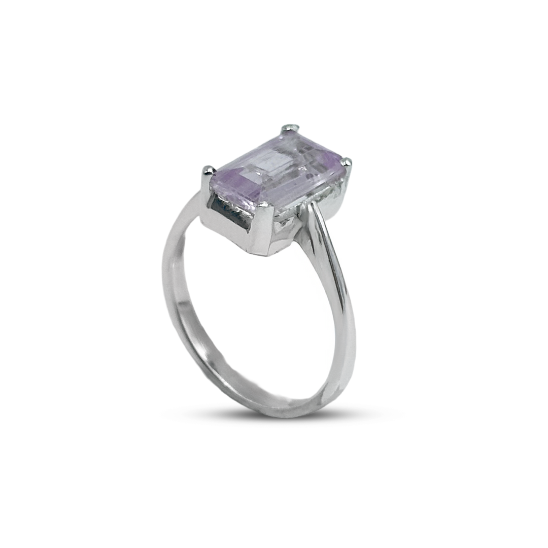 kunzite Women Ring - Square Cup Design