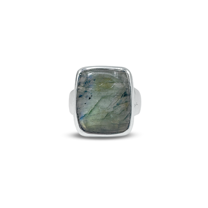 Labradorite Men Ring - Squash Band Design