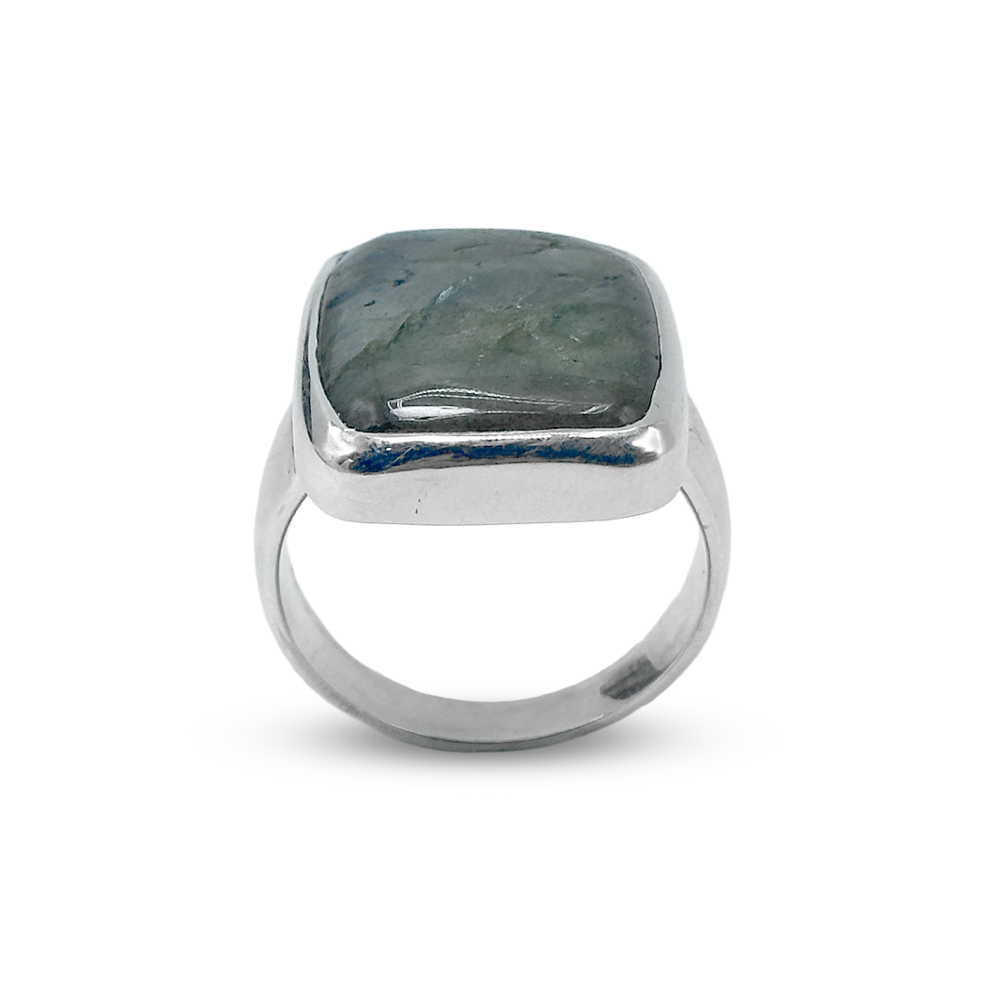 Labradorite Men Ring - Squash Band Design