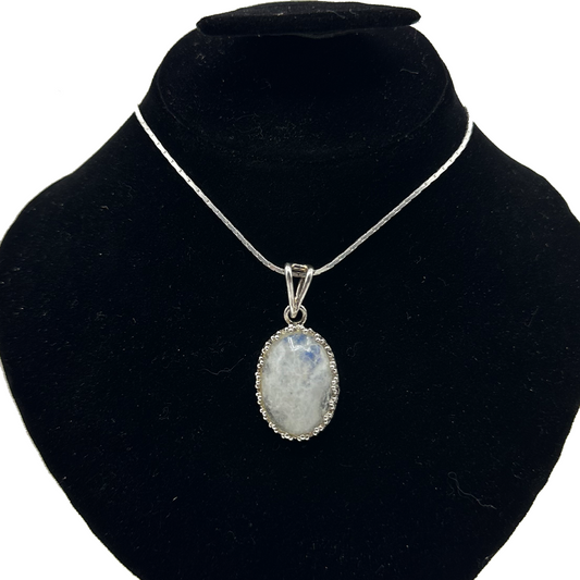 White Labradorite Pendant - Lattice Frame