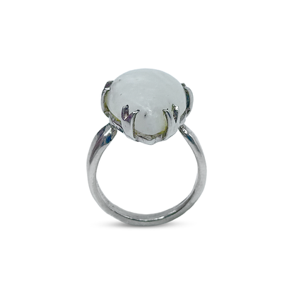 White Labradorite Women Ring - Pear Design